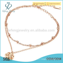 Beautiful flower titanium ankle bracelet design,custom beaded bracelets relationship anklets